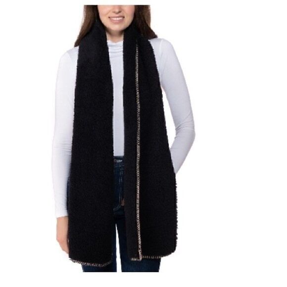 New JENNI Womens Solid Sherpa Scarf Black Onesize, women accessories - Picture 1 of 4